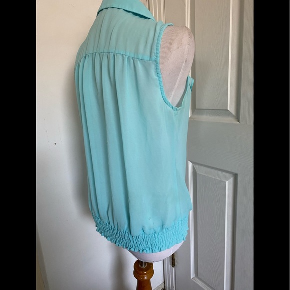 SOLD  Mine Teal Blouson Ruffle Front Blouse - Picture 4 of 11